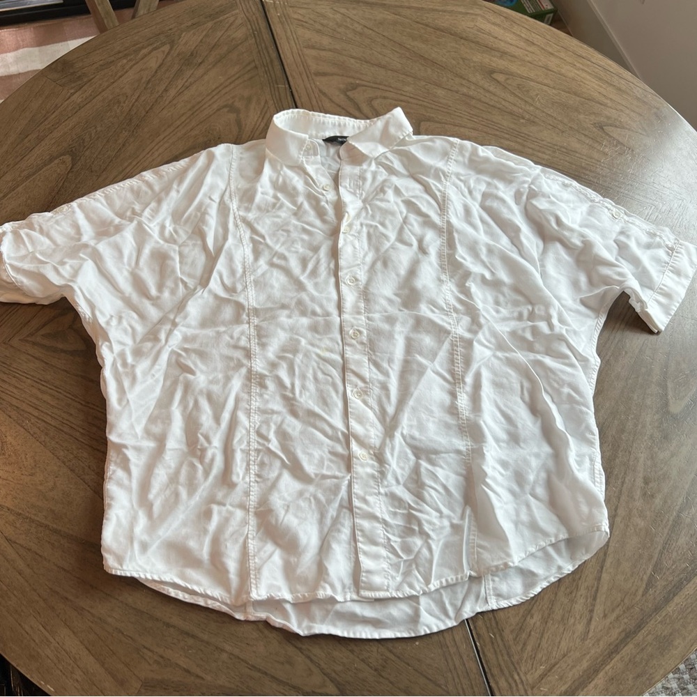 White Casual Button Down Shirt with Relaxed Fit